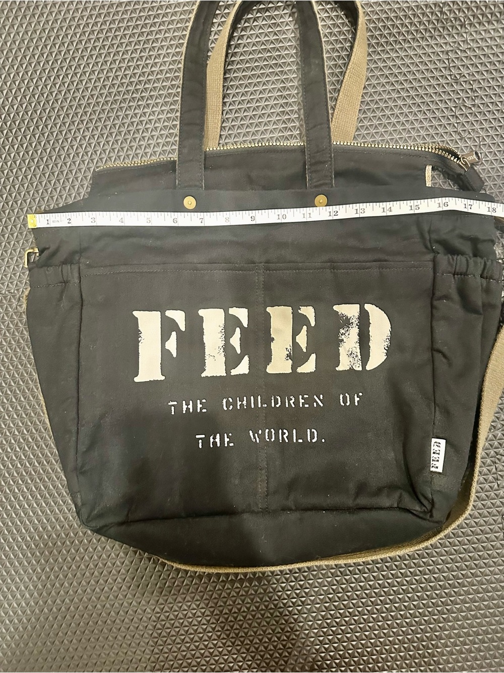 FEED Black Canvas Crossbody Tote Bag with Adjustable Strap - Picture 10 of 12